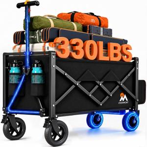 Overmont 200L Electric Wagon Cart, 300W Quiet Motor with Hand Brake
2H Charge, 3-Speed Control, 4-Mile Range, Removable Battery & Tailgate Extension for Camping Beach Sports, 330 lbs Capacity