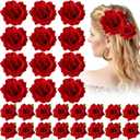 Waydress 30 Packs 2.8 Inch 4 Inch Flower Hair Clip Rose Hair Accessories Floral Hairpin Brooch Flowers Pin Brooch for Bridal Headpiece Accessories Wedding (Red)