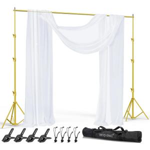 10x10Ft Photography Backdrop Stand - Titanium Gold, Adjustable Backdrop Stand for Parties, Photo Back Drop Stand, Background Support Stand with Carry Bag,Clamp.