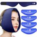 AiricePac Wisdom Teeth Ice Pack Head Wrap, Face Ice Pack for Jaw Oral Surgery Pain Relief for TMJ, Teeth Removed, 4 Cold Therapy Gel Packs Reusable, Blue