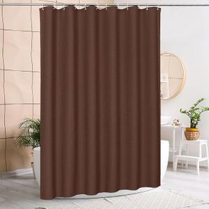Brown Shower Curtain 72 x 78 Inch, Long Waffle Weave Shower Curtains for Modern Luxury Bathroom Decor, Heavy Duty Hotel Fabric Shower Curtains