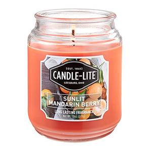 Candle-Lite Scented Sunlit Mandarin Berry Fragrance, One 18 oz. Single-Wick Aromatherapy Candle with 110 Hours of Burn Time, Orange Color, Jar