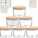 CONNOO 6-Pack 16 oz Candle Jars - 3-Wick Clear Empty Glass Wide Mouth Candle Jars Come with Bamboo Lids, Sticky Warning Labels, and a Candle Wick Kit for Candle Making - Dishwasher Safe