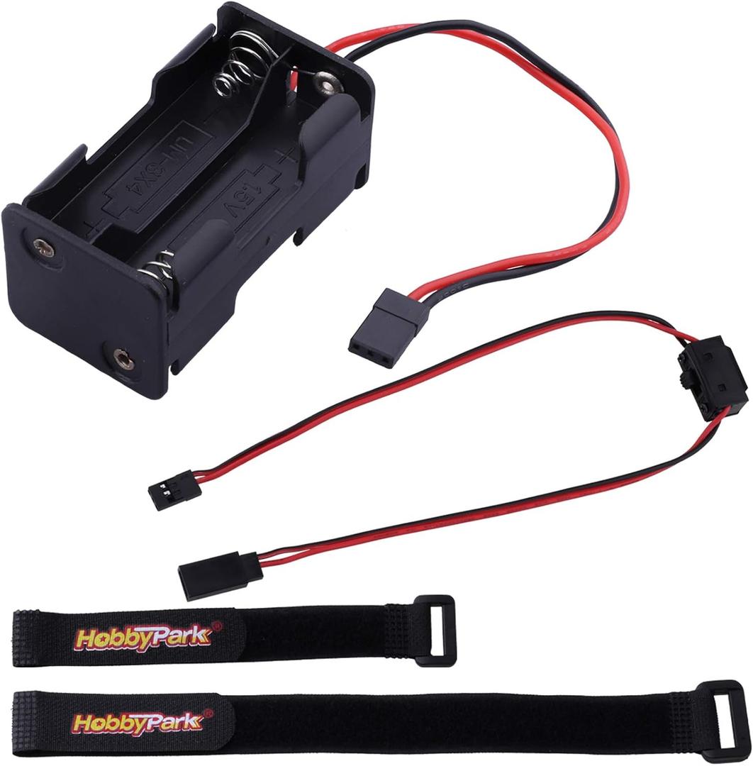 Hobbypark 4 Cell AA Battery Holder Case Box with JR Style Connector and On/Off Power Switch for 1/8 1/10 1/16 RC Cars Trucks Crawlers Off Road Buggy