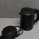 0.8L Small Electric Kettle, Portable Travel Kettle Stainless Steel - 800W Fast Boiling, Auto Shut-Off & Boil-Dry Protection, Tea Kettle for Home, Office, Business Trip, Hotel, Dorm (Black)