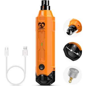 Casfuy 6-Speed Dog Nail Grinder - Newest Enhanced Pet Nail Grinder Super Quiet Rechargeable Electric Dog Nail Trimmer Painless Paws Grooming & Smoothing Tool for Large Medium Small Dogs (Orange)