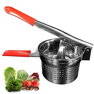 ZECARFA Stainless Steel Vegetable Squeezer, Upgrade Non-Slip Red Silicone Handle,Filling Pancakes,etc. (Upgrade 40oz)