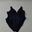 AI'MAGE One Piece Swimsuit Women 2025 Sexy Mesh Tummy Control Bathing Suits Swim Suit Deep V Neck Swimwear (Large, Dark Blue)
