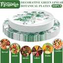FYSUIMU 40Pcs Green Floral Plastic Plates Vintage Flower Reusable Plate Chinoiserie Dinner Dessert Plates for Birthday Baby Shower Party Supplies Table Decor