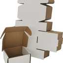 50 Pack 4x4x2'' Small Shipping Boxes, White Corrugated Cardboard Literature Mailers, Mailing Packaging Supplies for Small Business (W442-50)