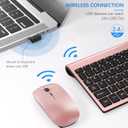 Wireless Keyboard and Mouse Ultra Slim Combo, TopMate 2.4G Silent Compact USB 2400DPI Mouse and Scissor Switch Keyboard Set with Cover, Batteries Included, for PC/Laptop/Windows/Mac - Rose Gold Black