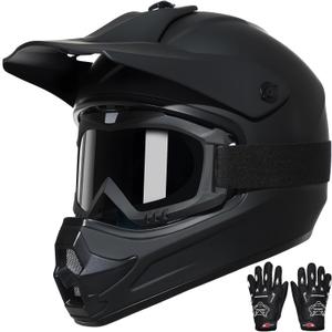 TRIANGLE Youth Kids Dirt Bike Helmet Full Face Motocross Helmet with Goggle & Gloves DOT/FMVSS-218 Approved Motorcycle Helmet M