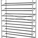 Amazon Basics 50-Pair Shoe Rack Organizer, Portable Rolling with Locking Wheels, Free Standing, 35.8 x 14.6 x 59.5 inches, Chrome