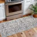 Vintage Washable 2x5 Rug Runner, Gray Ivory Runners for hallways, Super Soft Kitchen Runner Rug Non Slip, Print Faux Wool Floral Thin Carpet Runner for Entryway Indoor Bedroom