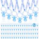 72 Cute Pacifier Necklaces for Boys & Girls - Acrylic Pacifier Necklace Set for Baby Shower Favors, Gender Reveal Party, Table Scatter or Necklace Game (Blue)