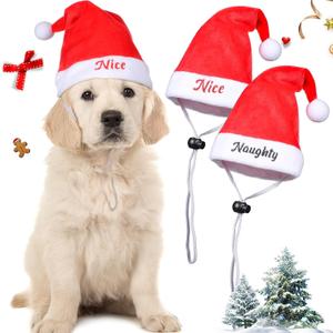 2 Pieces Dog Santa Hat Cute Cat Christmas Hats Adjustable Pet Costumes for Christmas Cats Dogs Pets Outfit Supplies (7.87'' x 7.87'') (7.87'' x 7.87'')