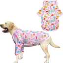 Dinosaur Dog T Shirts Cute Dinosaur Pattern Printed Apparel Shirt for Large Dogs Softable Stretchy Pet Clothes (3XL, Pink Dinosaur)