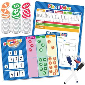 Place Value Magnetic Regrouping Base Ten, Addition and Subtraction Math Manipulatives, Classroom Must Haves for 1st 2nd 3rd Grader, Math Tutoring Supplies for Classroom Homeschool Small Group