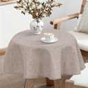JIUZHEN Round Textured Table Cloth Linen Wrinkle Free Stain Resistant Farmhouse Decorative Circular Tablecloth for Kitchen, Dining, Party, Wedding, Outdoor Use (40 Inch Round,Stone)