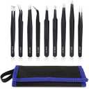 9PCS Precision Tweezers Set, Upgraded Anti-Static Stainless Steel of Tweezers, for Electronics, Soldering, Laboratory Work, Jewelry-Making, Model, Craft