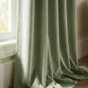 StangH Green Velvet Curtains for Living Room, Elegant Room Darkening Drapes with Privacy Solid Energy Smart Holiday Decor Window Treatments for Nursery, Sage Green, W52 x L90, 2 Panels