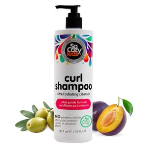SoCozy Curl Shampoo for Kids Curly Hair (16 Fl Oz Pump) Gentle Hydrating Cleanser, Helps Improve Elasticity, Reduce Breakage & Frizz with Keratin, Plum Seed Oil & Olive Oil, Paraben & Sulfate-Free