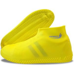 Waterproof Silicone Rubber Shoe Covers for Rain, Non-Slip Easy-handy Water Resistant Overshoes Outdoor Cycling Hiking Protectors Apply to Men, Women, Kids (Medium, YELLOW)