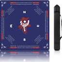 Mahjong Mat - 31.5x31.5 Inch Mahjong Mat for Table, Non-Slip Noise Reduction Mahjong Table Mat for Poker, Dominoes, Board Games & Card Games (Dark Blue)