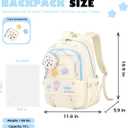 Girls Backpack Cute Star Bookbag for Elementary Middle School Kids Teens Kawaii Book Bag Preppy Y2k Aesthetic Back Pack 6-8 8-10 10-12 (Black)