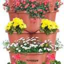 VIVOSUN 5 Tier Vertical Gardening Stackable Planter for Strawberries, Flowers, Herbs, Vegetables, Brown (1 Pack)