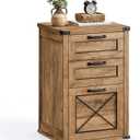 VASAGLE File Cabinet, Filing Cabinet with 3 Drawers, Printer Stand, Fit A4, Letter Size, Hanging File Folders, Modern Farmhouse Style, for Home Office, Honey Brown UOFC054T41, 15.7 x 17.7 x 27 Inches