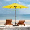 JEAREY 7.5FT Patio Umbrella Market Table Umbrella with 6 Sturdy Ribs, Push Button Tilt/Crank Outdoor Umbrella for Garden, Deck, Backyard, Pool and Beach,Yellow