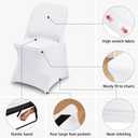 10 Packs White Spandex Stretch Folding Chair Covers for Wedding Party,Universal Fitted Washable Dining Seat Slipcovers Protector Decoration for Holiday Banquet Birthday Celebration Event