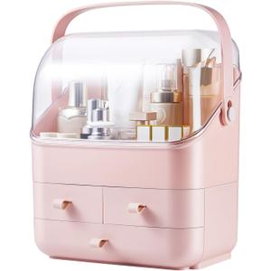 Large Makeup Organizer w Drawers Beauty Organizer Makeup Box Holder Vanity Organization Desk Countertop MakeUp Organizers Bathroom Counter Organizer Skincare Cosmetic Case Stand Dustproof Lid Gift (EXP 07/16/26)