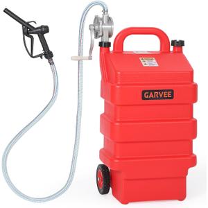 Garvee 16 Gallon Fuel Transfer Tank with Manual Siphon Pump, 5 GPM Portable Gas Can Container with 10FT Hose, HDPE Diesel Gasoline Storage Tank for Car, ATV, Boat, Lawn Mower, Red | 5 GPM Portable Gas Can Container with 10FT Hose, HDPE Diesel Gasoline Storage Tank for Car, ATV, Boat, Lawn Mower, Red