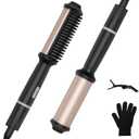 Hair Straightener Brush & Curler 2 in 1 - Anti-Scald Straightening Comb 7 Temps Settings up to 250-450F with Ceramic Coating, 20s Fast Heating, Double Voltage Professional Styling Tools