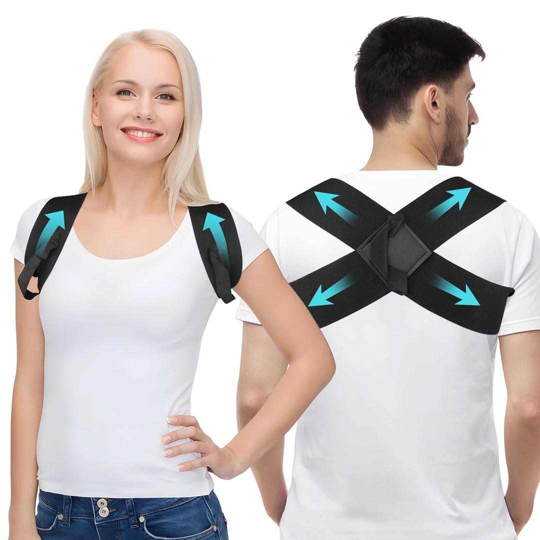 OFISKY Posture Corrector for Women and Men,Adjustable Upper Back Brace, Breathable Back Support straightener, Providing Pain Relief from Lumbar, Neck, Shoulder, and Clavicle -Back M