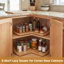 Leinuosen 2 Pcs 24in/28in/32in Banded Pine Wood Full Kidney Shaped Lazy Susan for Corner Base Cabinets with Iron Swivel Bearing for Kitchen Turntables, Not Include Metal Rod(28 Inch,Wood Color)