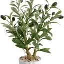 Artificial Olive Tree 18" Tall Small Faux Fake Potted Plant Medium Olive Branches and Fruits Realistic Mini Tree for Tabletop Home Office Living Room Decor Indoor (Olive)