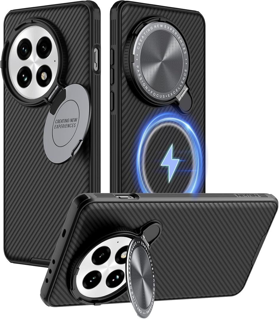 Nillkin for Oneplus 13 Case Magnetic, [Compatible with Magsafe] Wireless Charging Oneplus 13 Case with Metal Kickstand & Camera Cover, Slim Protective Magsafe Phone Cover for One Plus 13, Black