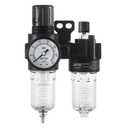 Compressed Air Filter Regulator Lubricator Combo Airtac AFC2000-C 1/4''NPT 0-140 PSI with Pressure Gauge Semi-Auto Drain 3 in 1 Two FR.L Unit