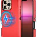 I-HONVA for iPhone 16 Pro Max Case [Compatible with MagSafe] Shockproof 3-Layer Full Body Protection [Without Screen Protector] Rugged Heavy Duty Cover Case for Apple iPhone 16 Pro Max 6.9",Red/Black