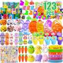 123 Pcs Easter Egg Fillers, Easter Egg Stuffers, Easter Party Favors, Easter Basket Stuffers for Kids Girls Boys, Easter Toys Gifts, Treasure Box Toys, Classroom Prizes, Goodie Bags Stuffers