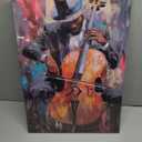 CXHOSTENT Black Jazz Canvas Wall Art Abstract Black Music Painting Prints African American Picture Musical Instruments Artwork for Men Room Decor Framed (Black, 16.00" x 24.00")