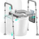 HOMEAL Raised Toilet Seat Riser with Handles for Seniors, 450LBS Heavy-Duty 3in1 Commode Chair for Disabled & Patients with Reinforced Frame & Protective Deflector, Built for Safety & Clean