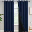 Yakamok Navy Blue Curtains 100% Blackout Curtains for Living Room - Grommet Thermal Insulated Full Room Darkening Block Out Curtains with Black Liner for Bedroom, Set of 2 Panels, W52 x L84 Inch
Navy Blue 