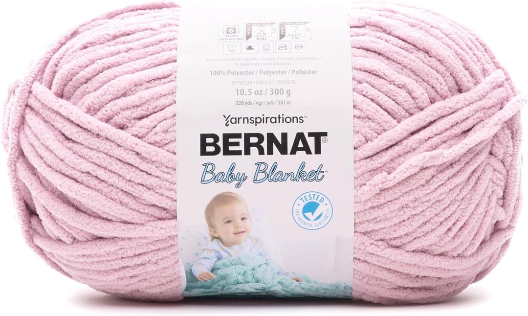 Bernat Baby Blanket Baby Pink Yarn - 1 Pack of 300g/10.5 oz - 100% Polyester - #6 Super Bulky - 220 Yards - Knitting/Crochet
