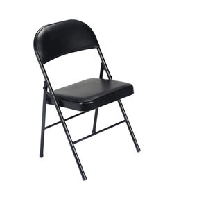 Karl home Black Folding Chairs with Padded Seats for Outdoor & Indoor, Portable Stackable Commercial Seat with Steel Frame for Events Office Wedding Party, 330lbs Capacity