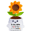 Easter Gifts for Her Wife from Husband, to My Wife Handmade Crochet Sunflower Doll, Mothers Day Anniversary Wedding Birthday Gifts for Wifey Women, Mother's Day I Love You Romantic for Her