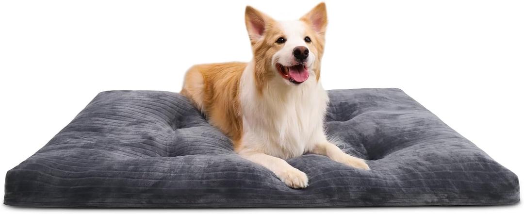 Dog Crate Bed Washable Dog Beds for Large Dogs Deluxe Thick Flannel Fluffy Comfy Kennel Pad Anti-Slip & Anti-Scratch Pet Sleeping Mat, 35 x 23 Inch, Gray (35.0"L x 23.0"W x 3.0"Th, Grey)
